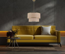 Opviq Lámpara de araña Coral Wicker Ecru y Marrón